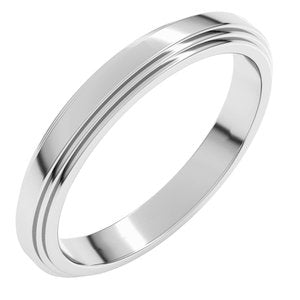 18K Yellow Or White Or Rose Gold Double Stepped-Edge Flat Band