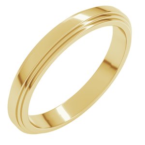 14K Yellow Or White Or Rose Gold Double Stepped-Edge Flat Band