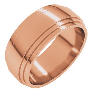 14K Yellow Or White Or Rose Gold Double Stepped-Edge Flat Band