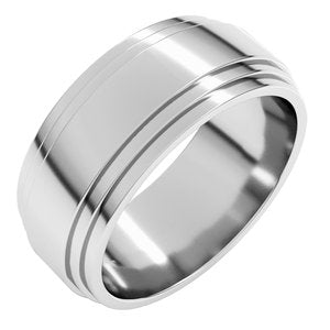Sterling Silver Double Stepped-Edge Flat Band