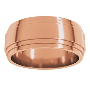 18K Yellow Or White Or Rose Gold Double Stepped-Edge Flat Band