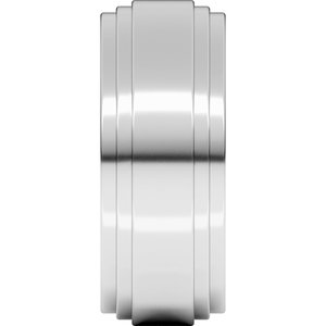 14K Yellow Or White Or Rose Gold Double Stepped-Edge Flat Band