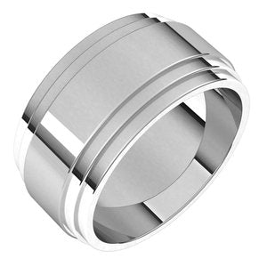 18K Yellow Or White Or Rose Gold Double Stepped-Edge Flat Band