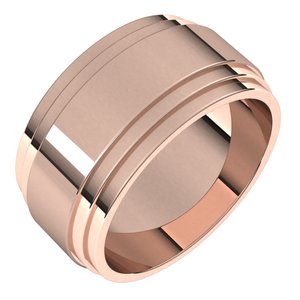 14K Yellow Or White Or Rose Gold Double Stepped-Edge Flat Band