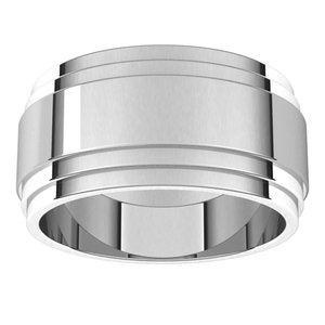 Sterling Silver Double Stepped-Edge Flat Band