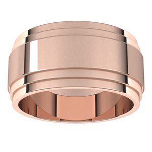 14K Yellow Or White Or Rose Gold Double Stepped-Edge Flat Band