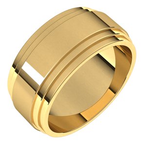 14K Yellow Or White Or Rose Gold Double Stepped-Edge Flat Band