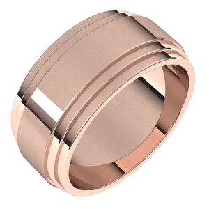 14K Yellow Or White Or Rose Gold Double Stepped-Edge Flat Band