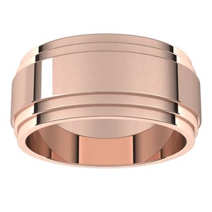 10K Yellow Or White Or Rose Gold Double Stepped-Edge Flat Band