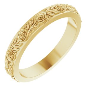 10k Yellow Or White Or Rose Gold  Floral Flat Band
