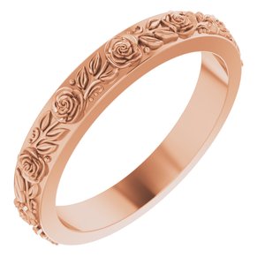 10k Yellow Or White Or Rose Gold  Floral Flat Band