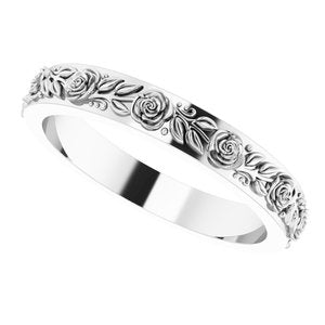10k Yellow Or White Or Rose Gold  Floral Flat Band