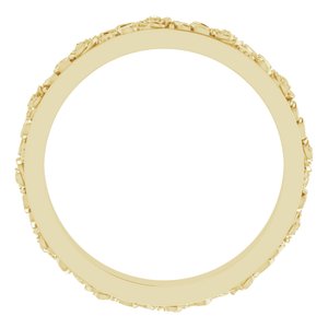 10k Yellow Or White Or Rose Gold  Floral Flat Band
