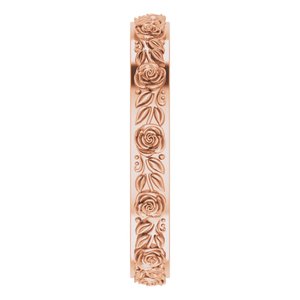 10k Yellow Or White Or Rose Gold  Floral Flat Band