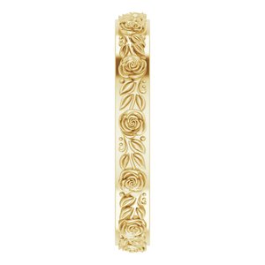 10k Yellow Or White Or Rose Gold  Floral Flat Band