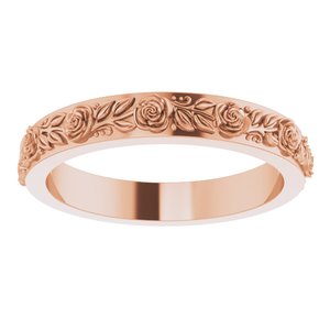 10k Yellow Or White Or Rose Gold  Floral Flat Band
