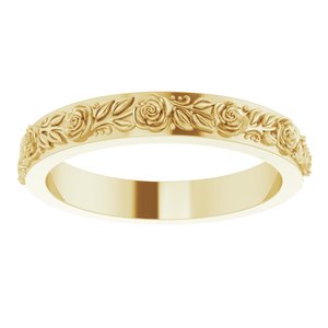 10k Yellow Or White Or Rose Gold  Floral Flat Band