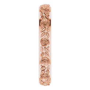 10k Yellow Or White Or Rose Gold  Floral Flat Band