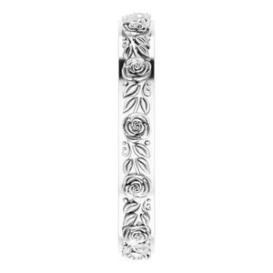 10k Yellow Or White Or Rose Gold  Floral Flat Band