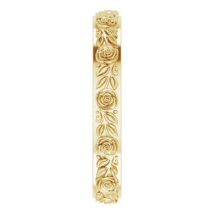 10k Yellow Or White Or Rose Gold  Floral Flat Band