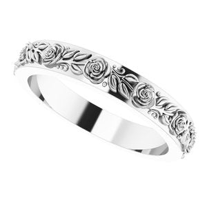 10k Yellow Or White Or Rose Gold  Floral Flat Band