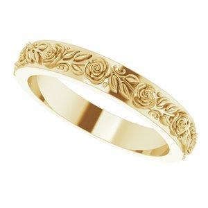 10k Yellow Or White Or Rose Gold  Floral Flat Band