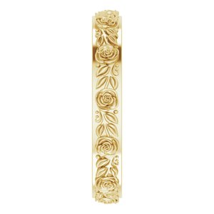 10k Yellow Or White Or Rose Gold  Floral Flat Band