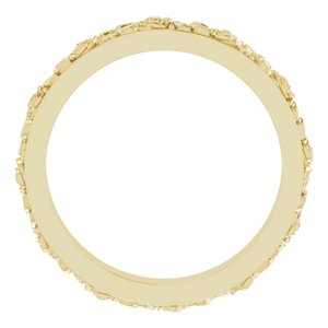 10k Yellow Or White Or Rose Gold  Floral Flat Band