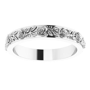 10k Yellow Or White Or Rose Gold  Floral Flat Band