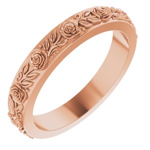 10k Yellow Or White Or Rose Gold  Floral Flat Band