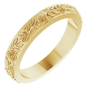 10k Yellow Or White Or Rose Gold  Floral Flat Band