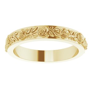 10k Yellow Or White Or Rose Gold  Floral Flat Band