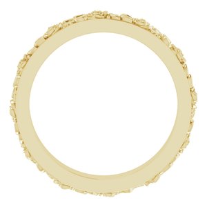 10k Yellow Or White Or Rose Gold  Floral Flat Band