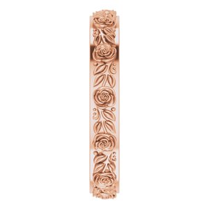 10k Yellow Or White Or Rose Gold  Floral Flat Band