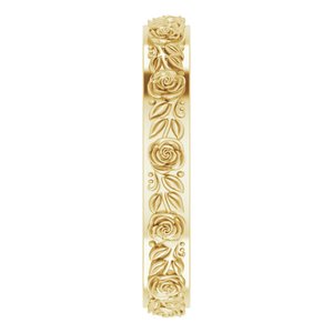 10k Yellow Or White Or Rose Gold  Floral Flat Band