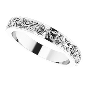 10k Yellow Or White Or Rose Gold  Floral Flat Band