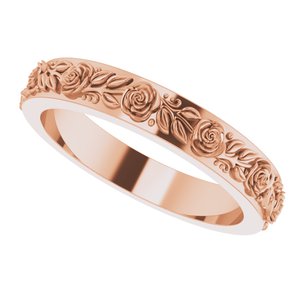 10k Yellow Or White Or Rose Gold  Floral Flat Band