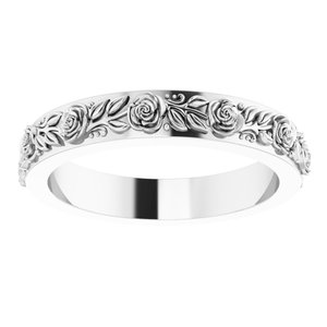 10k Yellow Or White Or Rose Gold  Floral Flat Band