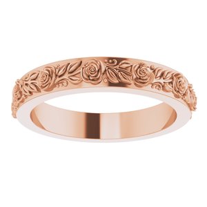 10k Yellow Or White Or Rose Gold  Floral Flat Band