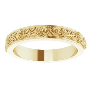 10k Yellow Or White Or Rose Gold  Floral Flat Band