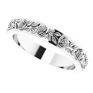 10k Yellow Or White Or Rose Gold  Floral Flat Band