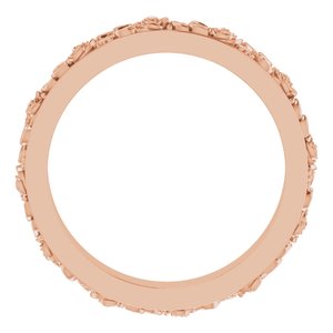 10k Yellow Or White Or Rose Gold  Floral Flat Band