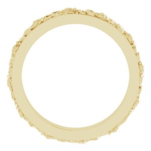 10k Yellow Or White Or Rose Gold  Floral Flat Band