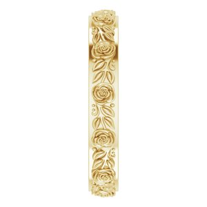 10k Yellow Or White Or Rose Gold  Floral Flat Band