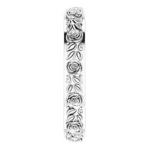10k Yellow Or White Or Rose Gold  Floral Flat Band