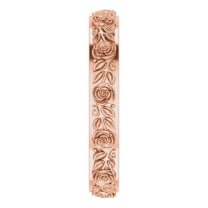 10k Yellow Or White Or Rose Gold  Floral Flat Band