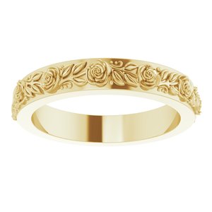 10k Yellow Or White Or Rose Gold  Floral Flat Band