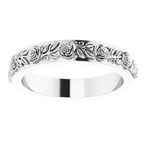 10k Yellow Or White Or Rose Gold  Floral Flat Band