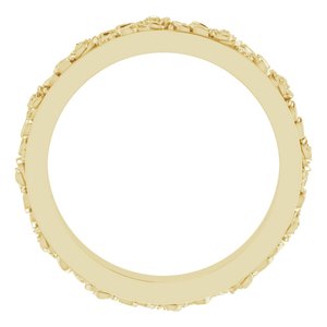 10k Yellow Or White Or Rose Gold  Floral Flat Band