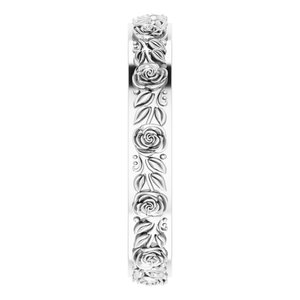 10k Yellow Or White Or Rose Gold  Floral Flat Band